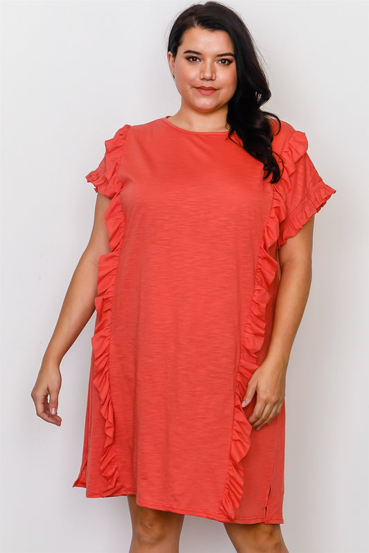Plus Size Ruffle Front Midi Dress