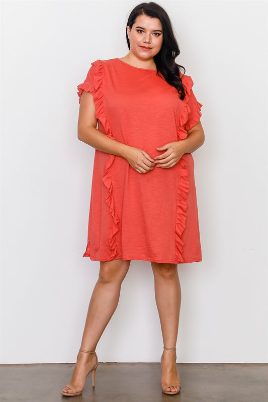 Plus Size Ruffle Front Midi Dress