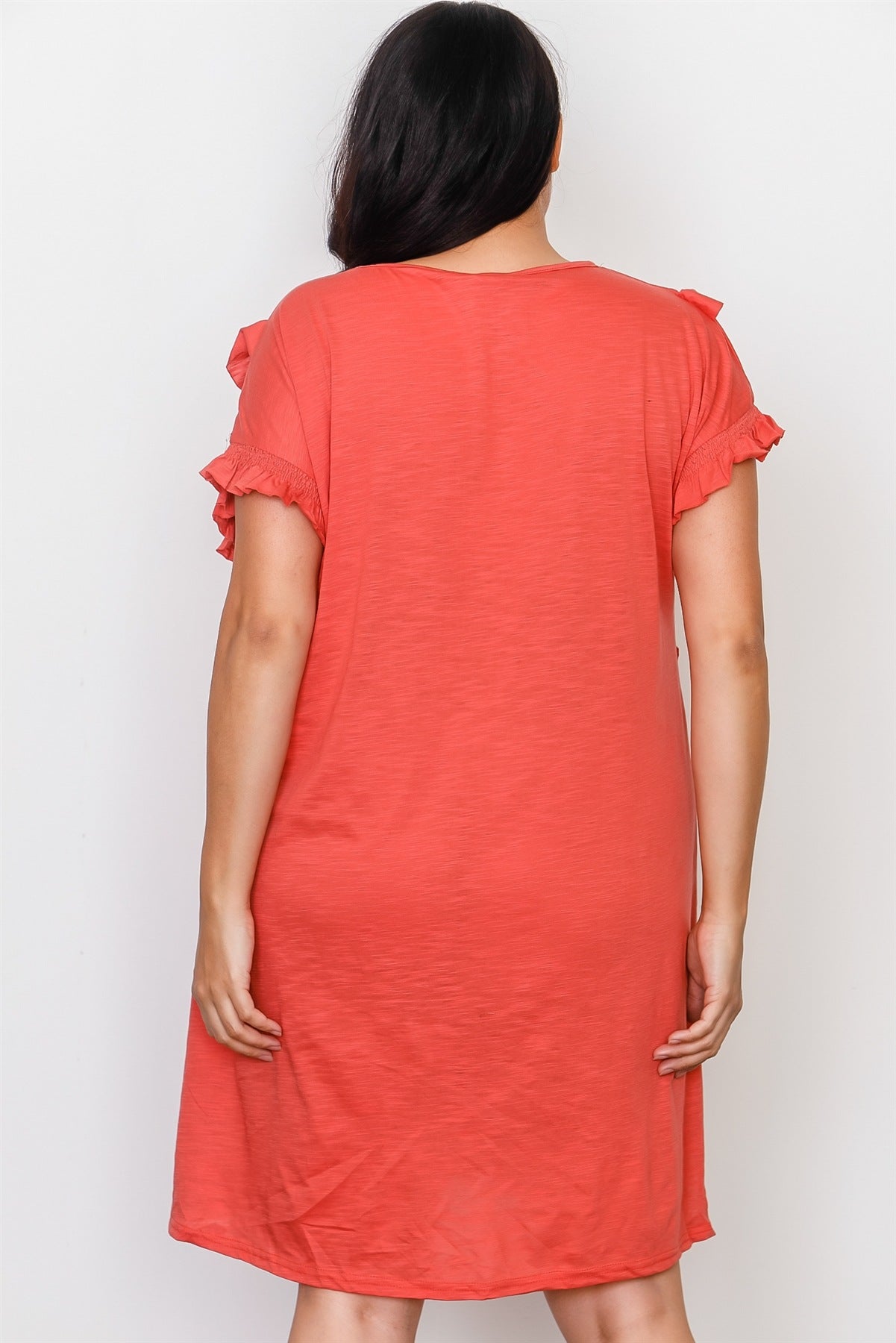 Plus Size Ruffle Front Midi Dress