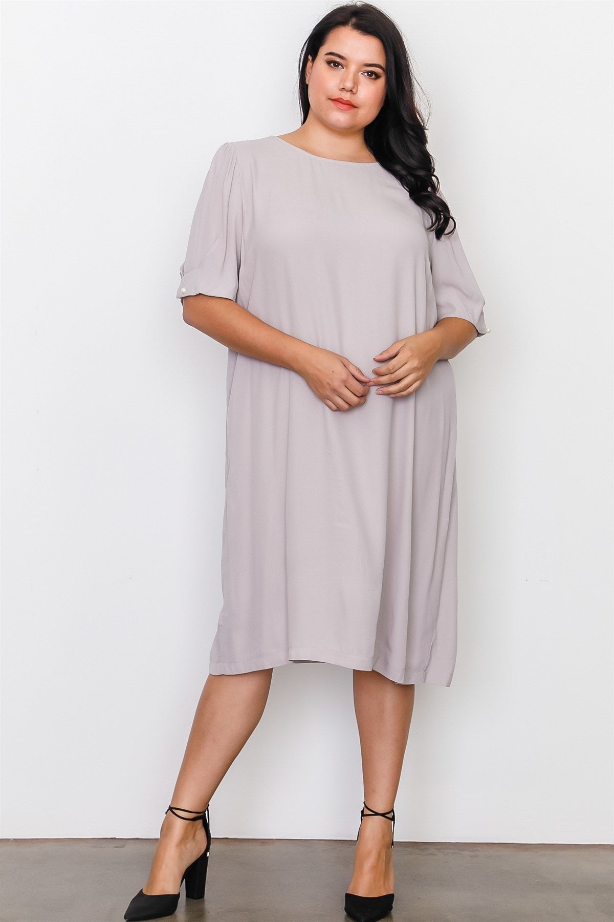 Plus Size Coral Contemporary Midi Dress