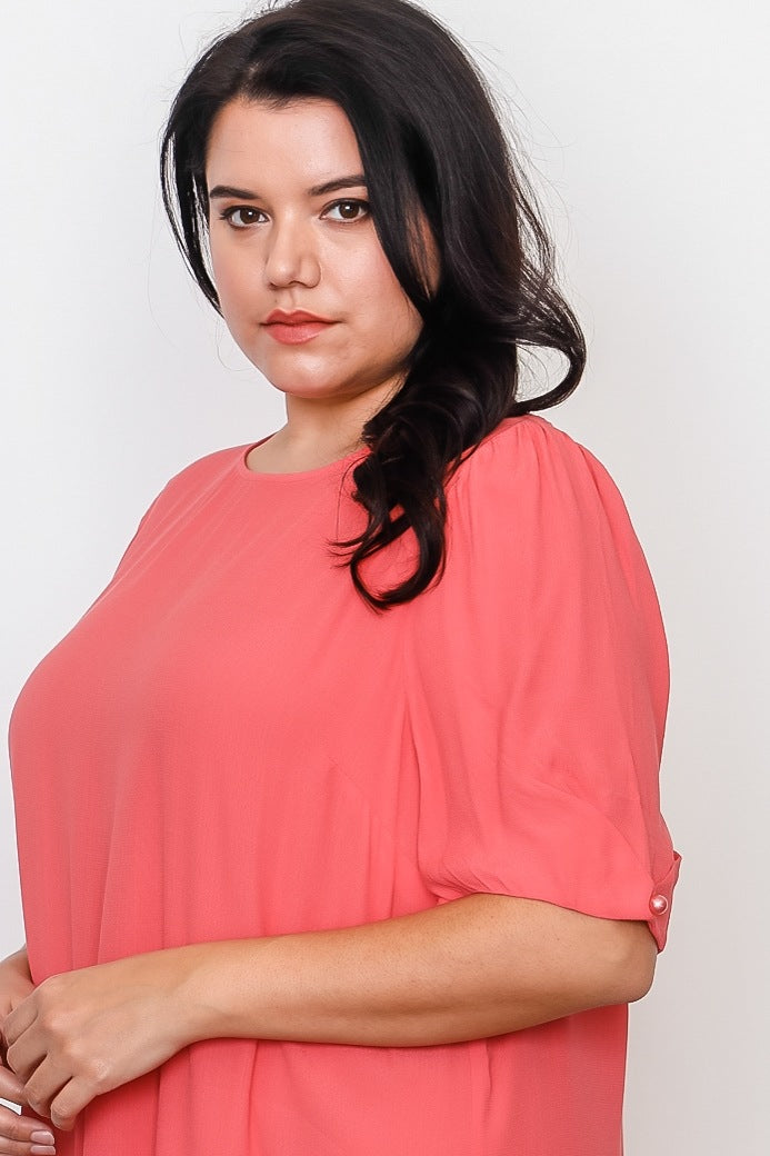 Plus Size Coral Contemporary Midi Dress