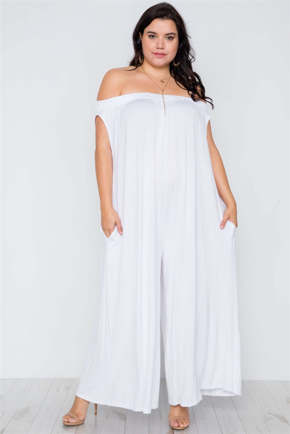 Plus Size Basic Off-the-shoulder Jumpsuit
