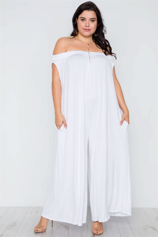 Plus Size Basic Off-the-shoulder Jumpsuit