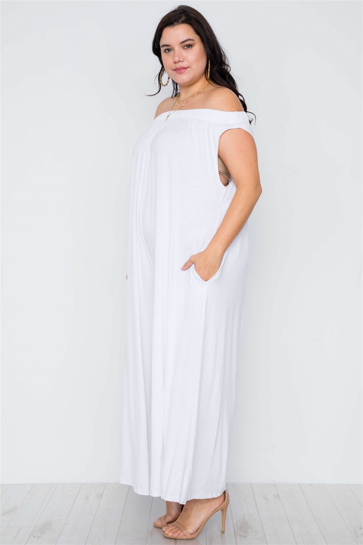 Plus Size Basic Off-the-shoulder Jumpsuit