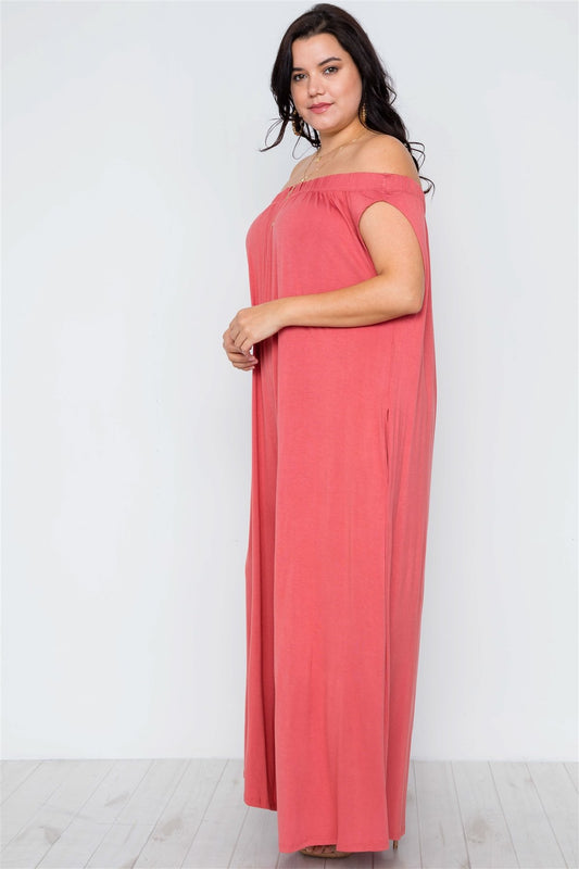 Plus Size Basic Off-the-shoulder Jumpsuit