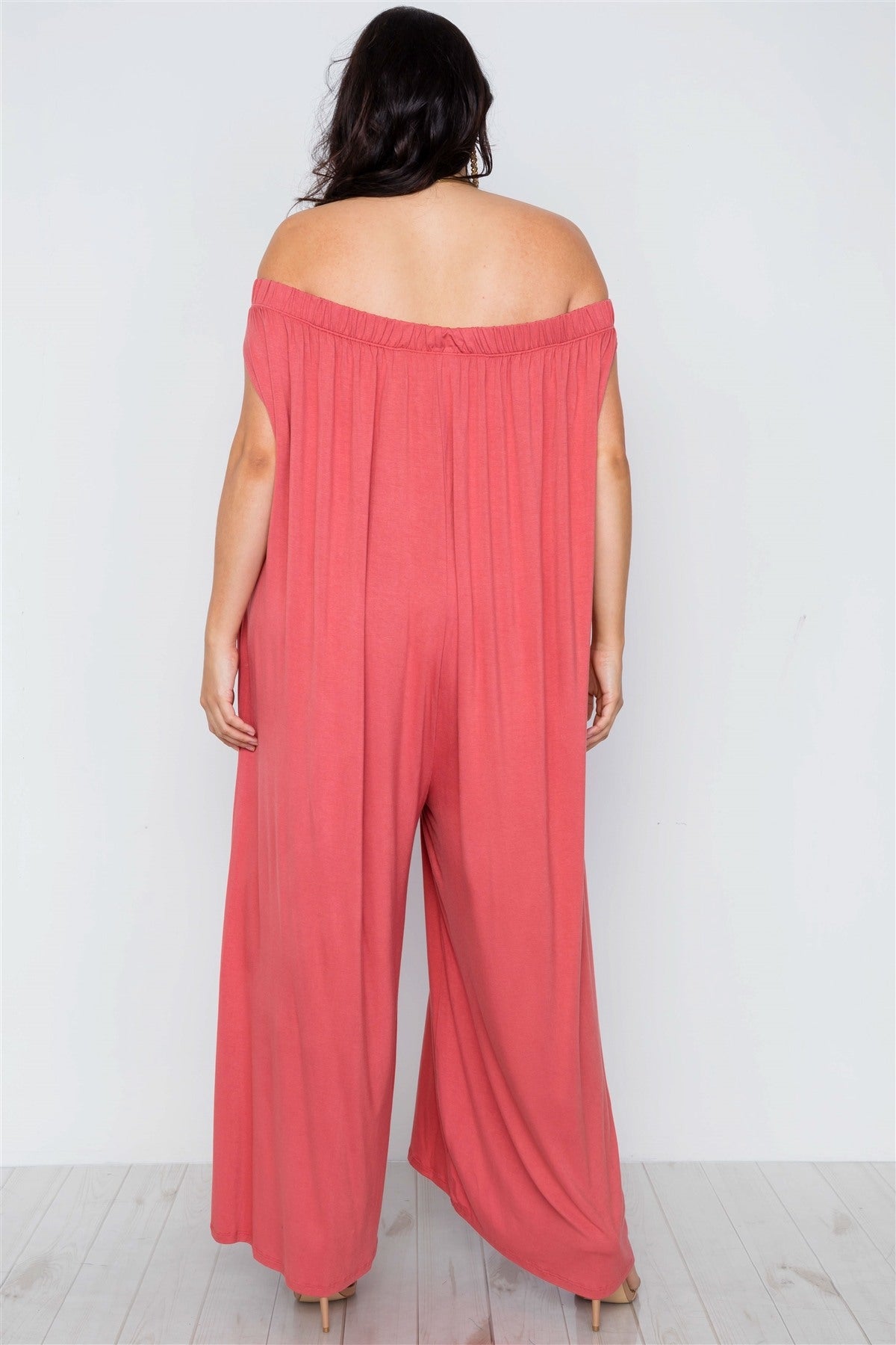 Plus Size Basic Off-the-shoulder Jumpsuit