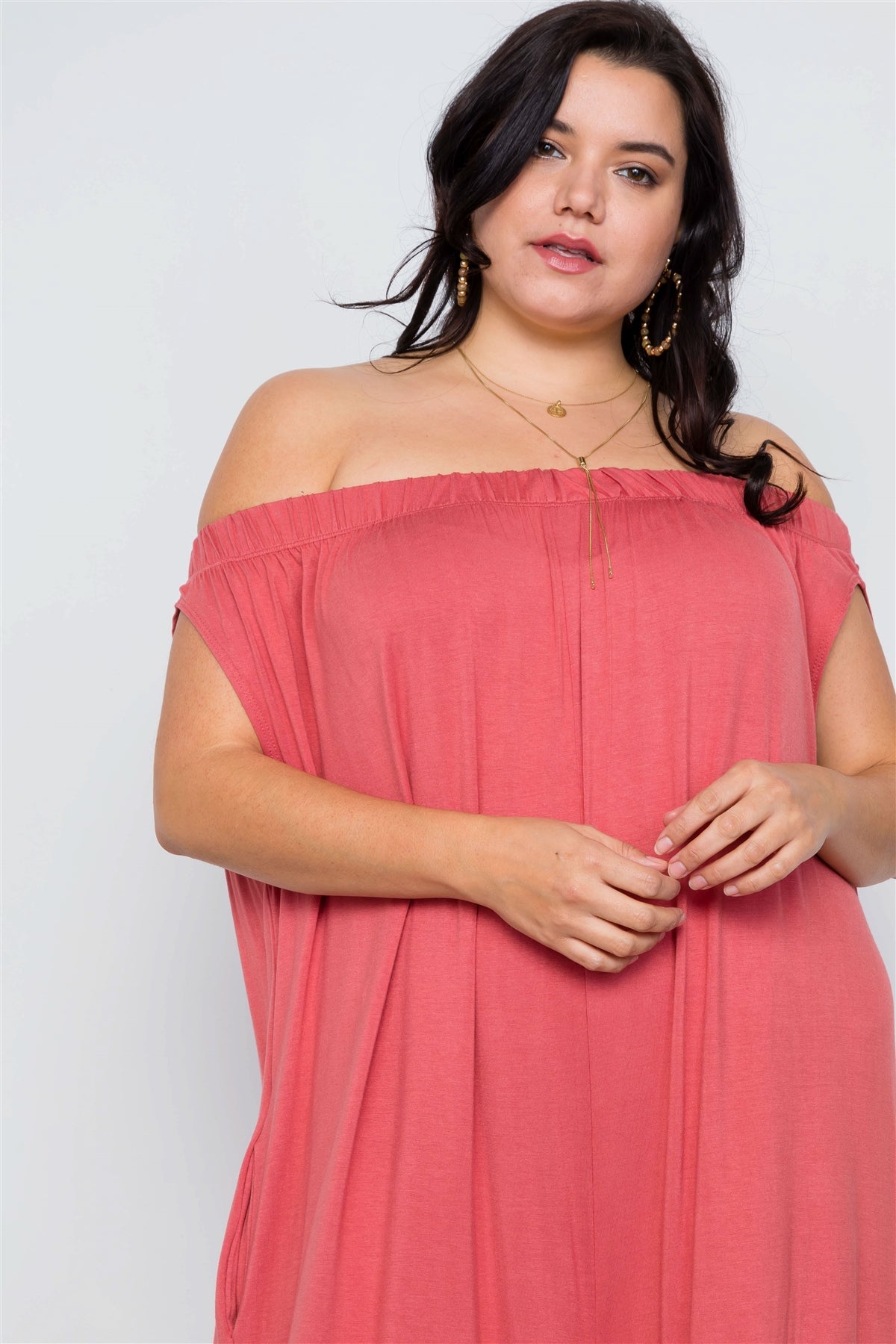 Plus Size Basic Off-the-shoulder Jumpsuit
