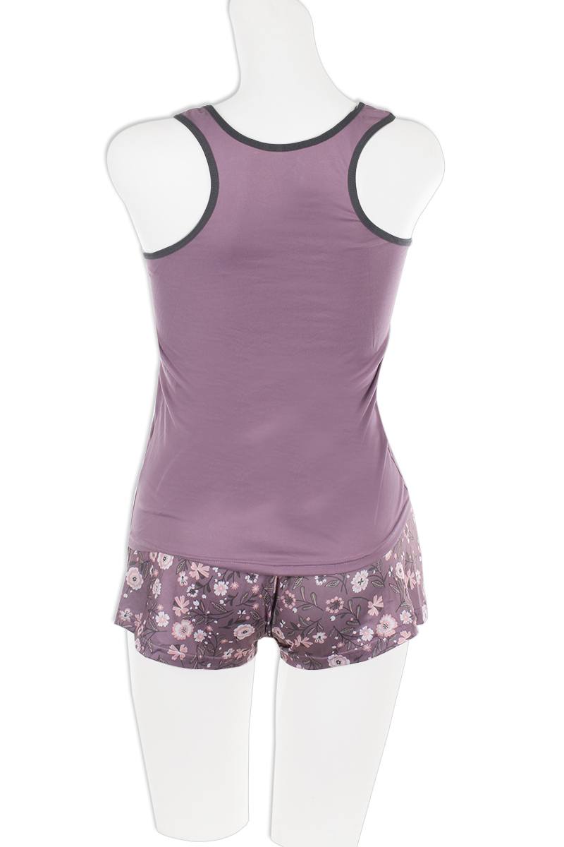 Knit Racerback Tank With Printed Shorts Set
