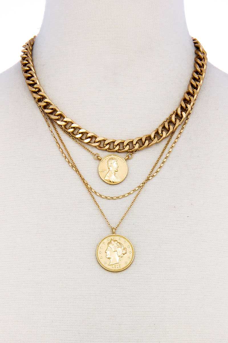 Fashion Chic Gold Coin Pendant Necklace