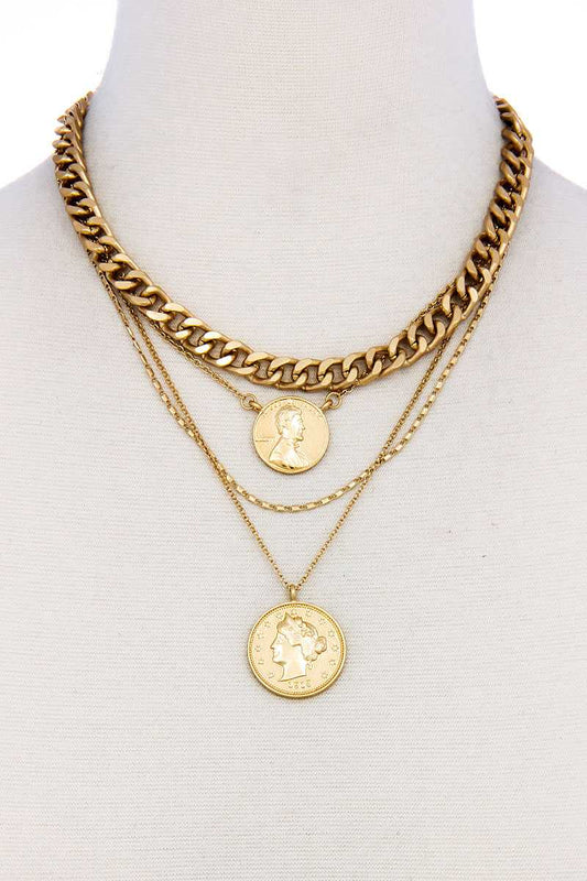 Fashion Chic Gold Coin Pendant Necklace
