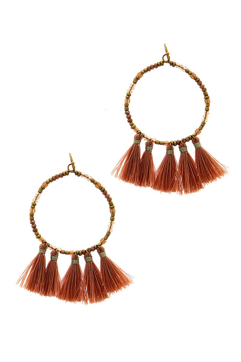 Designer Chic Multi Tassel Hoop Earring