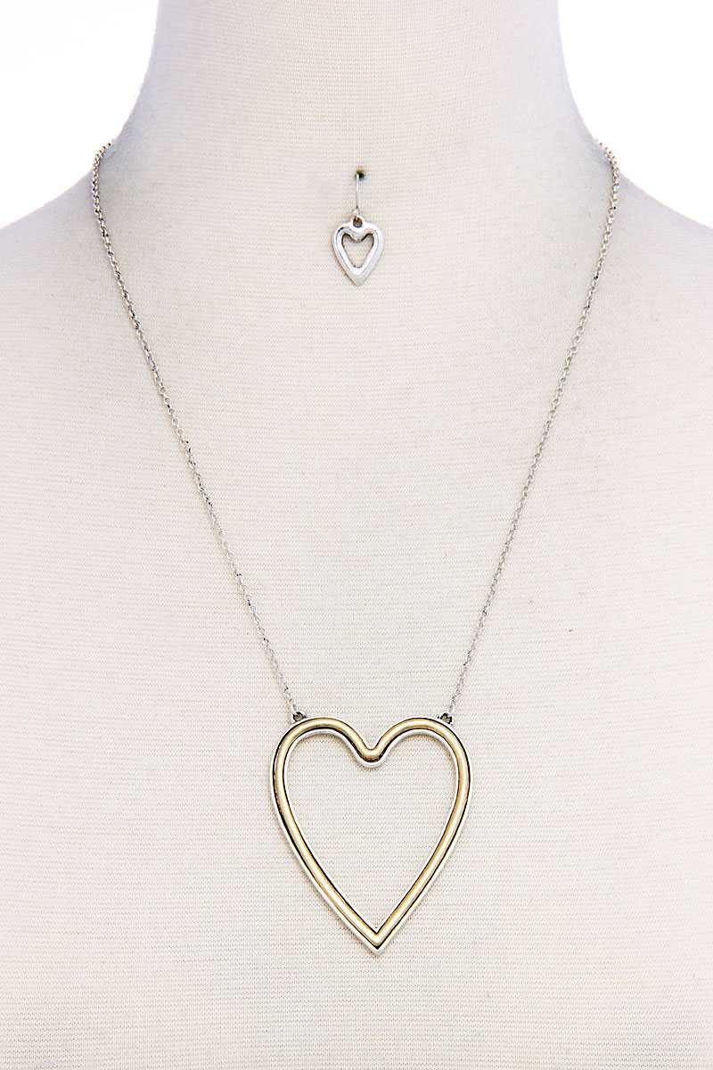 Fashion Big Heart Necklace And Earring Set