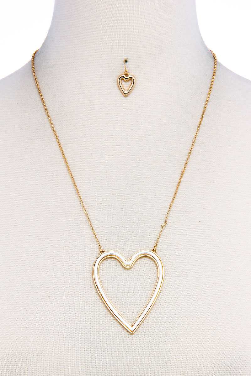 Fashion Big Heart Necklace And Earring Set