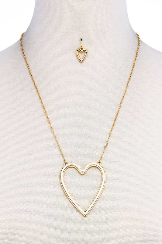 Fashion Big Heart Necklace And Earring Set