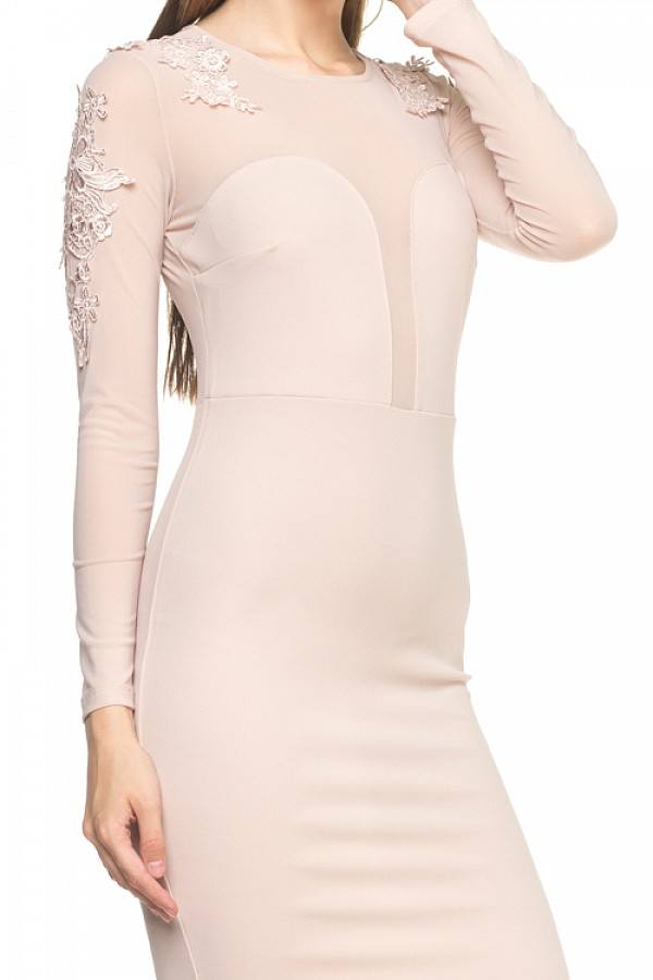 Long Sleeve Floral Mesh Dress