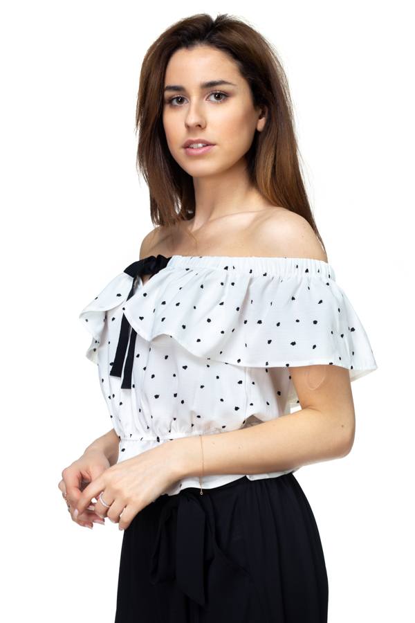 Splat Print Ruffle Cropped Shirt
