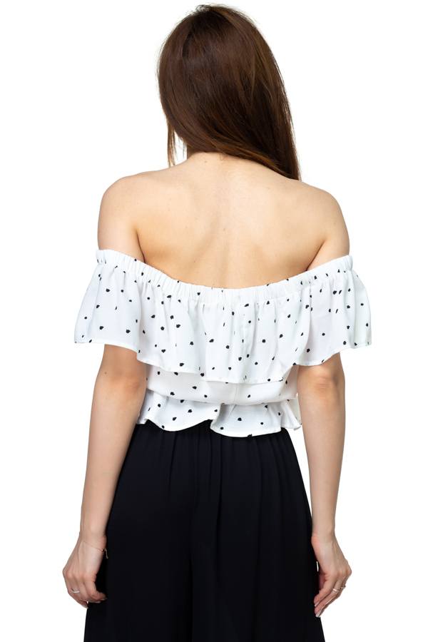 Splat Print Ruffle Cropped Shirt