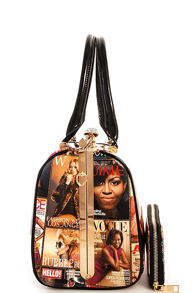 2in1 Designer Trendy Magazine Satchel With Long Strap