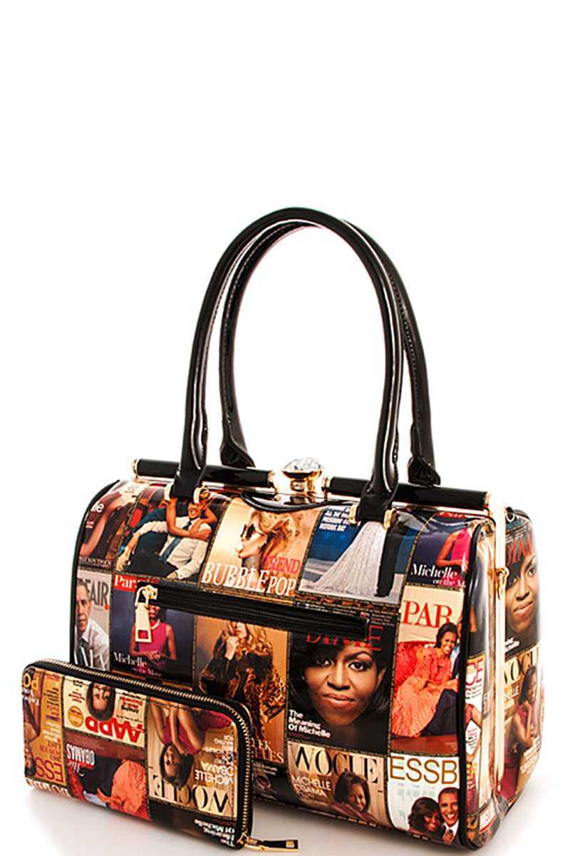 2in1 Designer Trendy Magazine Satchel With Long Strap