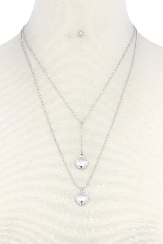 Seashell Layered Metal Necklace