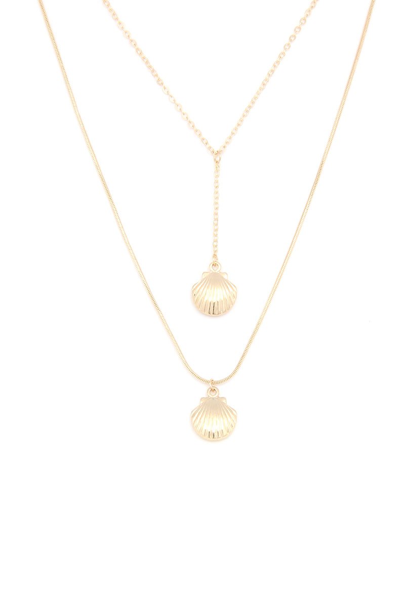 Seashell Layered Metal Necklace