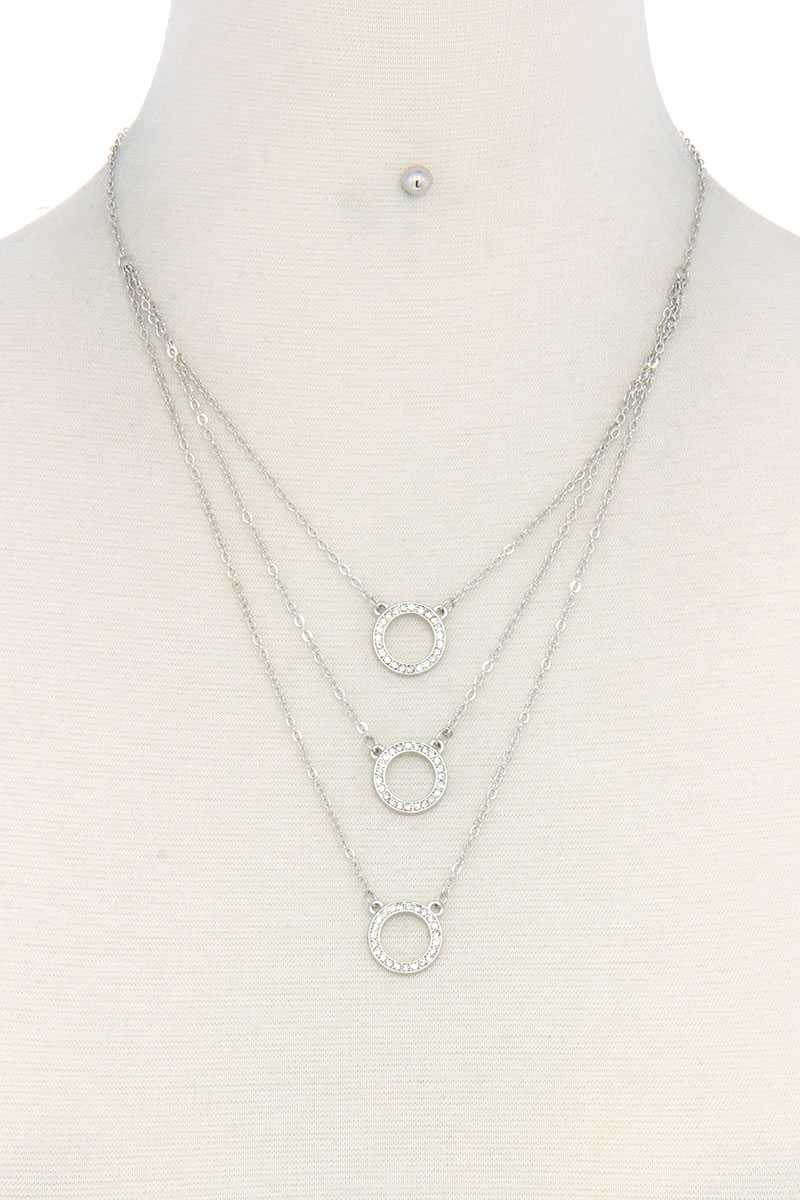 Rhinestone Ring Layered Necklace