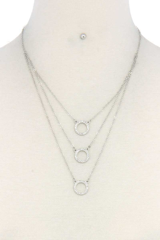 Rhinestone Ring Layered Necklace