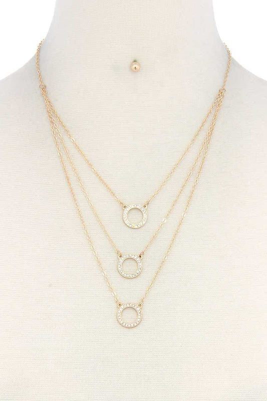 Rhinestone Ring Layered Necklace