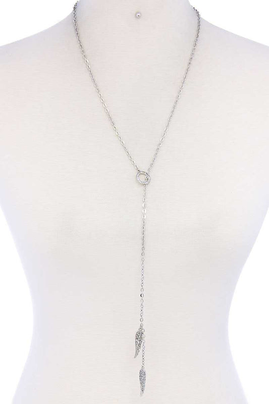 Chic Fashion Rhinestone Leaf Necklace And Earring Set
