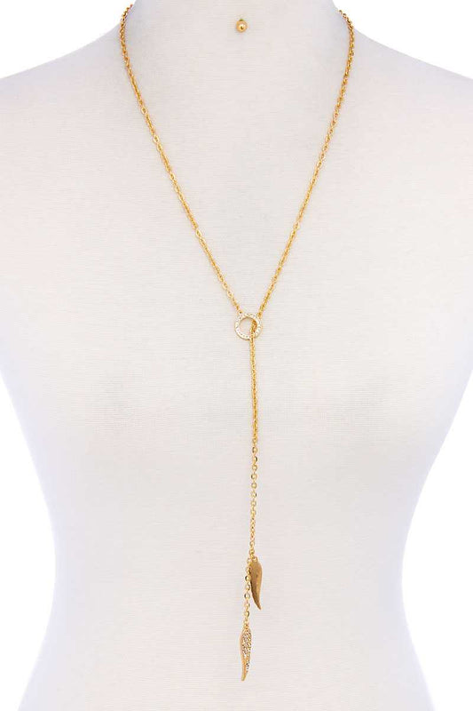 Chic Fashion Rhinestone Leaf Necklace And Earring Set