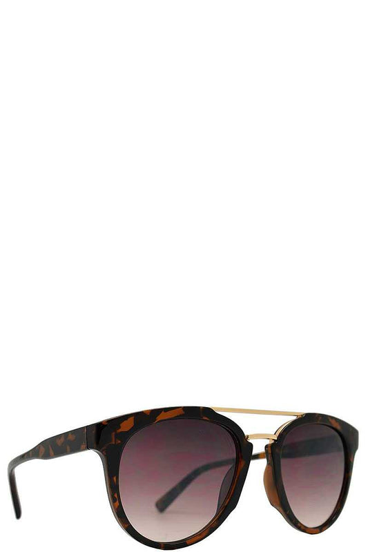 Retro Aviator With Brow Bar Plastic Sunglasses