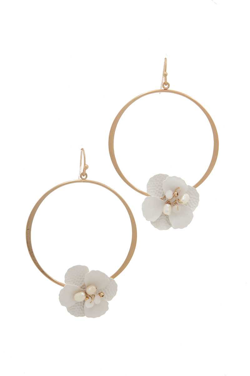 Flower Shape Ring Drop Earring