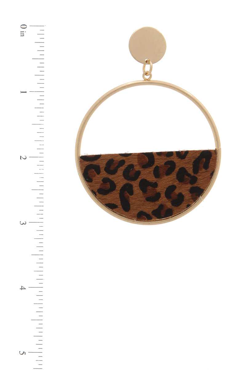Half Animal Print Metal Post Drop Earring