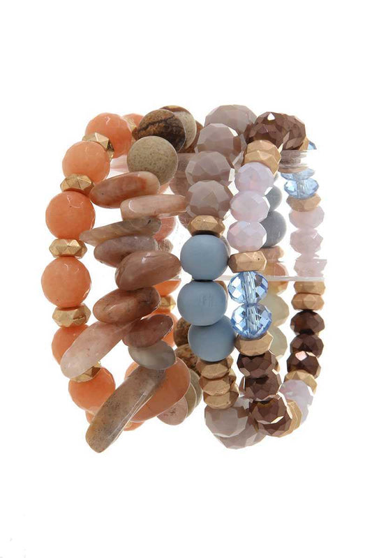 Natural Stone Beaded Stretch Bracelet Set