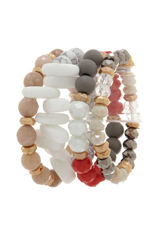 Natural Stone Beaded Stretch Bracelet Set
