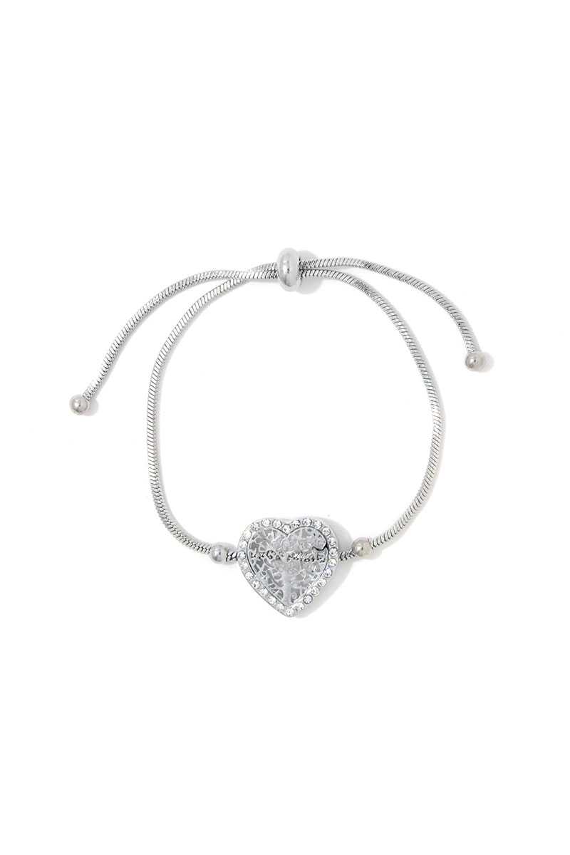 Rhinestone Heart Shape Adjustable Bracelet