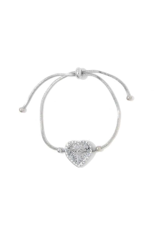 Rhinestone Heart Shape Adjustable Bracelet