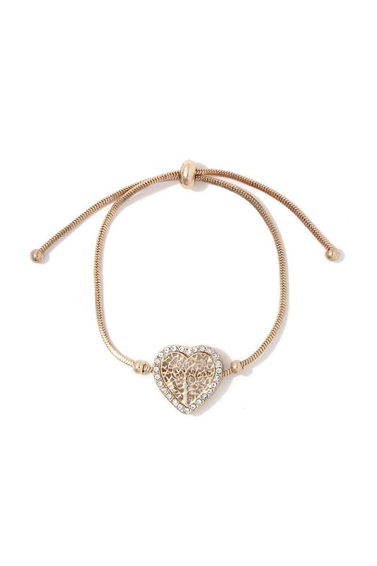 Rhinestone Heart Shape Adjustable Bracelet