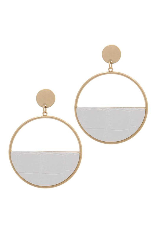 Embossed Animal Print Metal Post Drop Earring