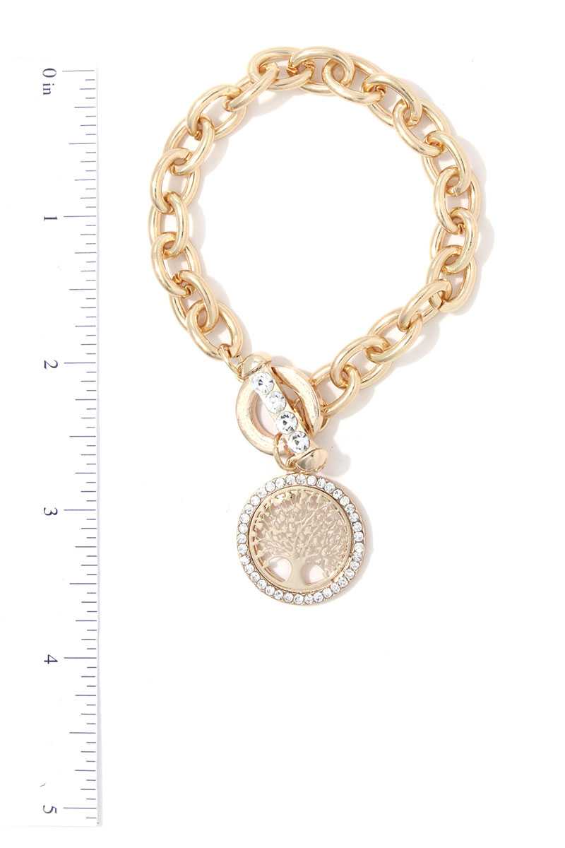 Oak Tree Charm Metal Bracelet