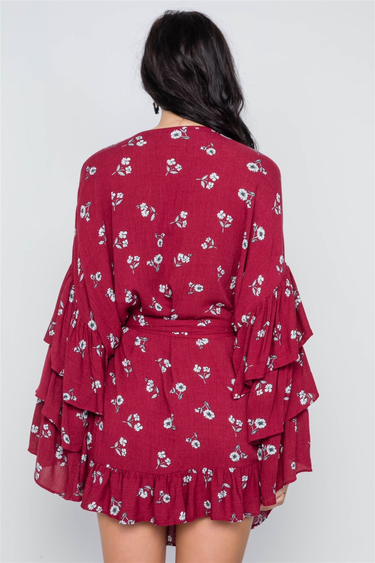Floral Print Long Bell Sleeves Dress