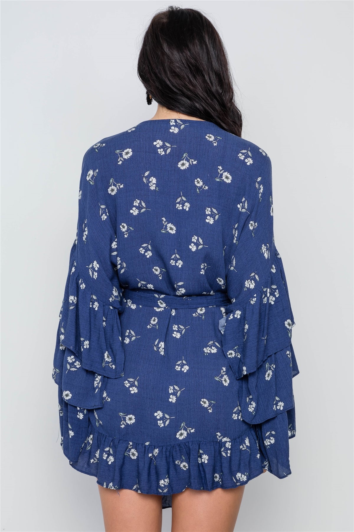 Floral Print Long Bell Sleeves Dress