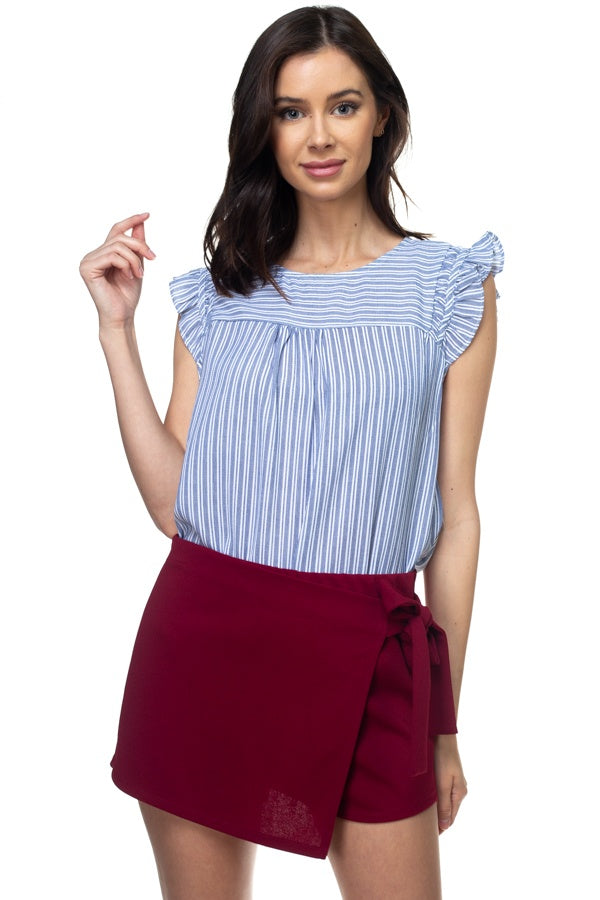 Ruffle Sleeve Stripe Top