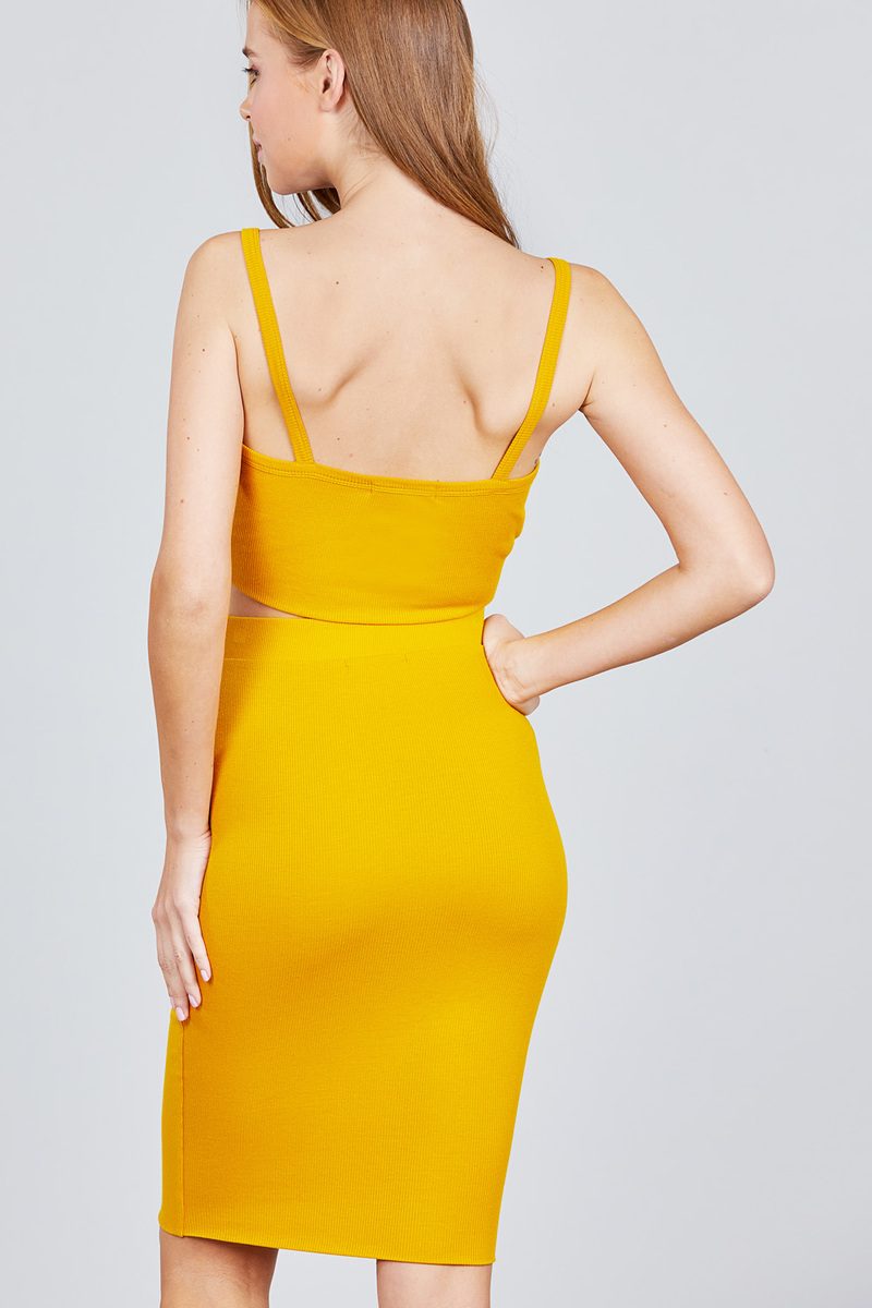 Crop Tank Top And Pencil Skirt Rayon Spandex Set