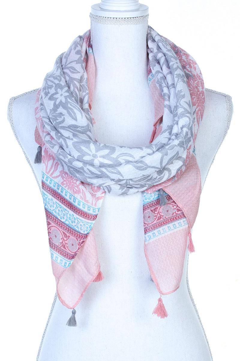 Filigree Pattern Tassel Trim Oblong Scarf