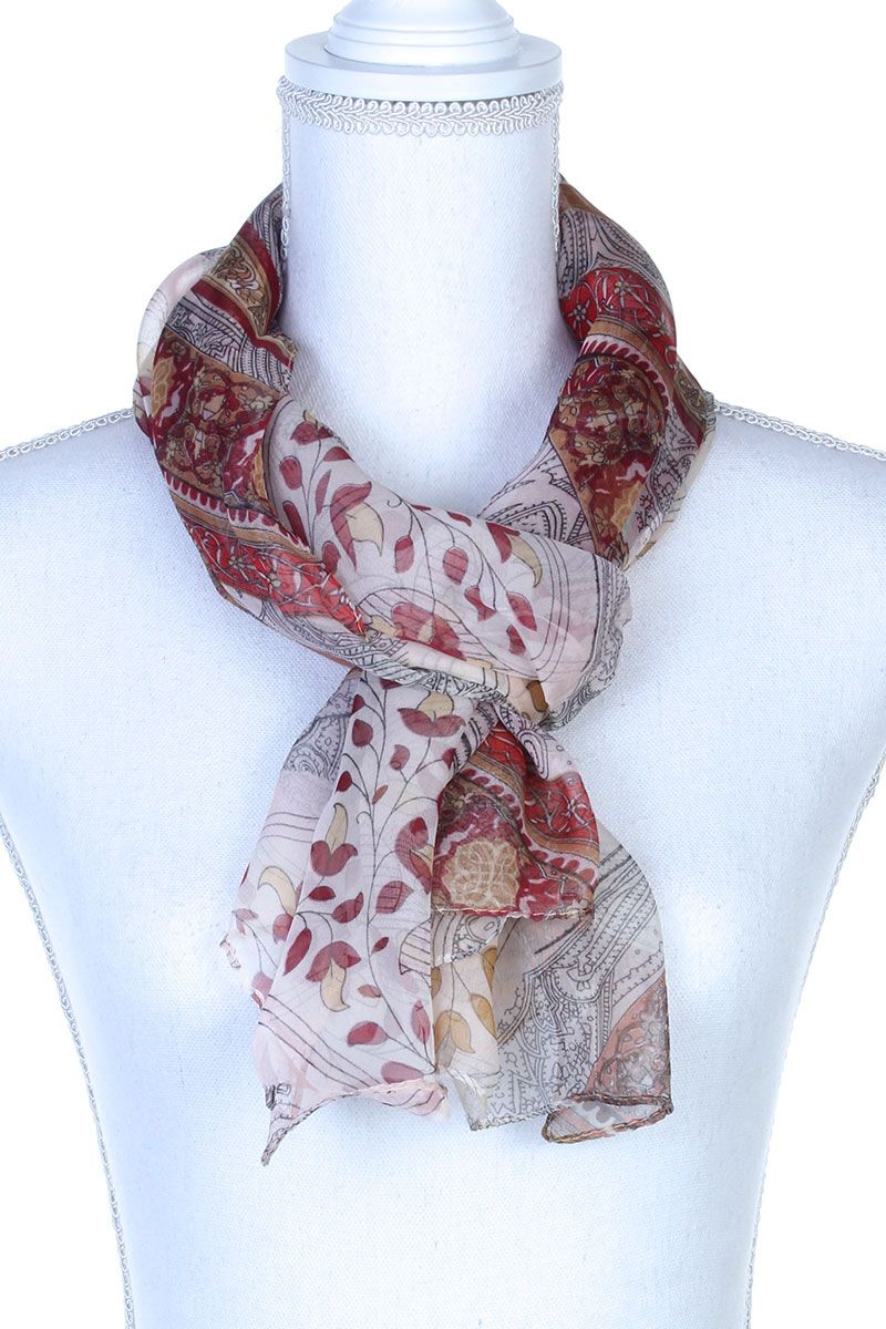 Paisley Pattern Sheer Oblong Scarf