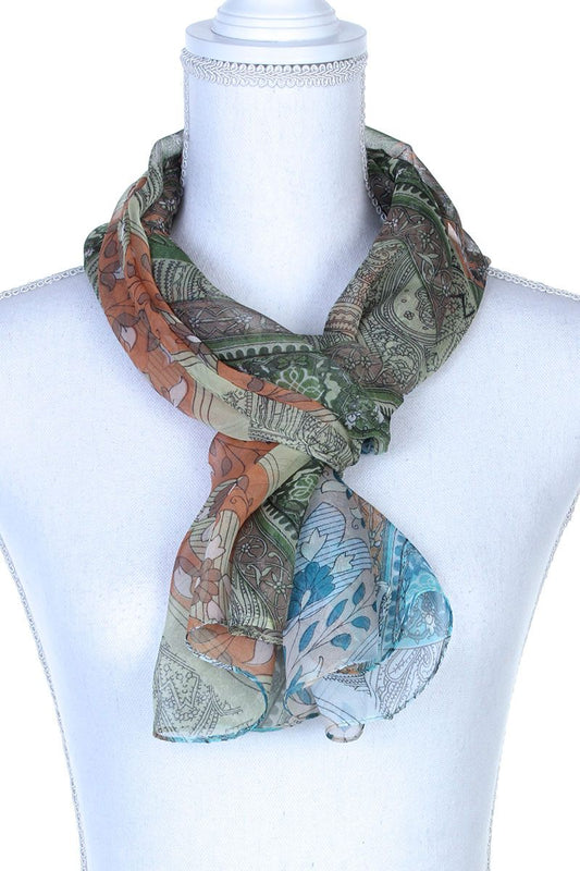Paisley Pattern Sheer Oblong Scarf