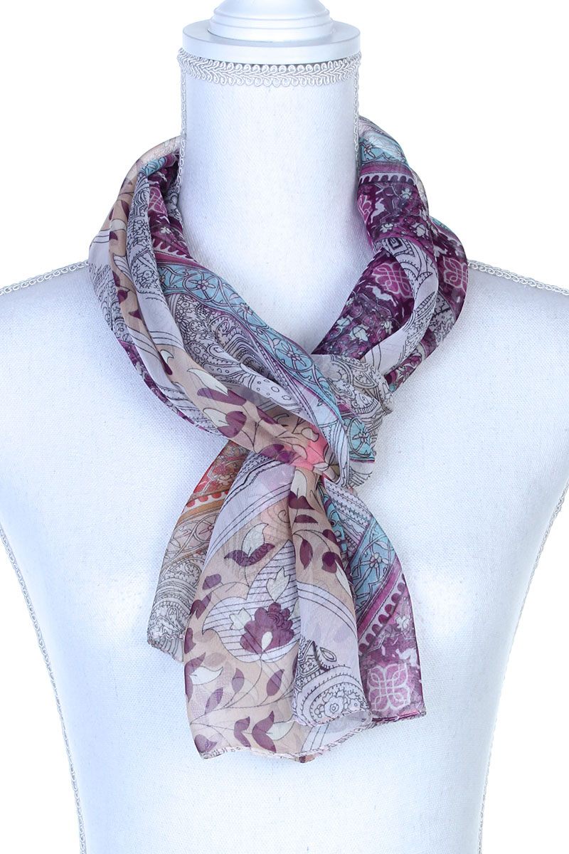 Paisley Pattern Sheer Oblong Scarf