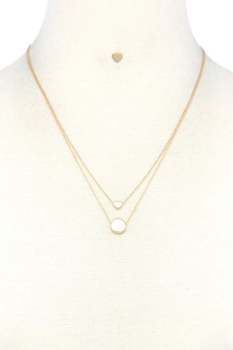 Heart Charm Layered Metal Necklace