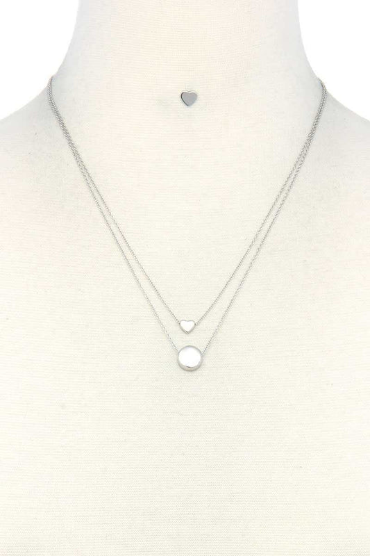 Heart Charm Layered Metal Necklace